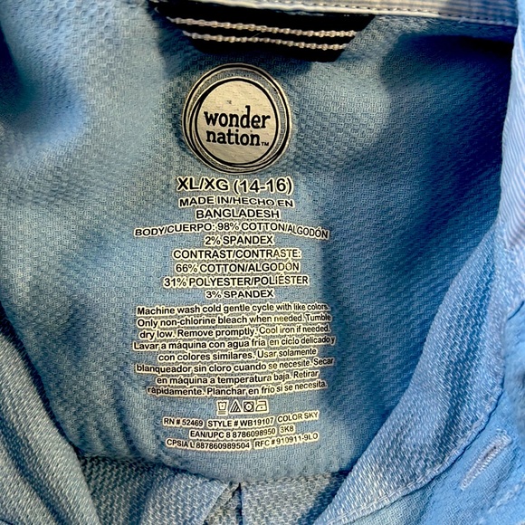 Boys XL (14-16) blue /white long sleeve button down dress shirt - Picture 7 of 8